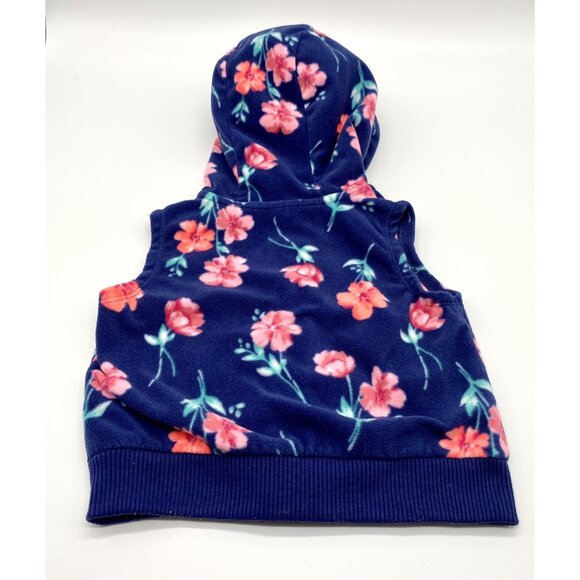 Carter’s Infant Girl Fleece Zip up Floral Hoodie Vest Jacket 6 Months Soft - Picture 4 of 6